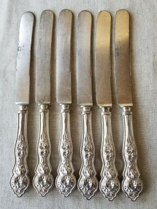 Vintage Rogers - Oneida Silver Plate Louvre 6 Dinner Knives 9 1/2 " Long