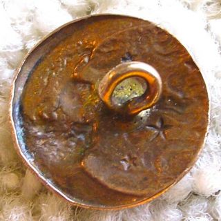 Ex Rare Antique brass Woman in the moon button,  ca.  1880s/1890s 3