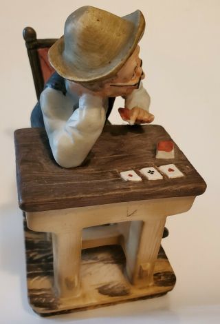 Early Capodimonte Figurine Man Playing Cards At Table signed and numbered estate 2