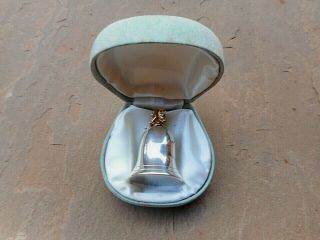 FINE STERLING SILVER BELL SHAPED PILL BOX WITH A GILT PIXIE FINIAL1993 16g 3