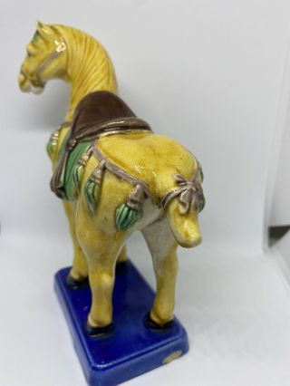 Vintage Chinese Porcelain Tang Horse Figurine with Yellow,  green,  Blue Glaze 2