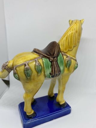 Vintage Chinese Porcelain Tang Horse Figurine with Yellow,  green,  Blue Glaze 3