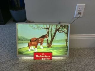 Rare Vintage Budweiser Clydesdale Light Up Electric Sign