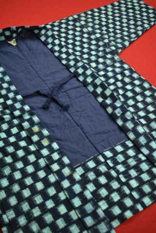 Vintage Japanese Kimono Cotton Antique Boro Noragi Indigo Blue Kasuri/ta80/375