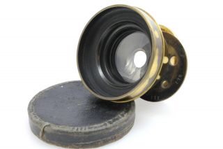 Vintage Unnamed Brass 7 Inch F15 Lens For Half Plate Camera.  Optics.