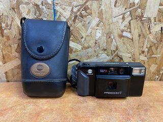 Rare Minolta Freedom I - 35mm Film Camera Focus Black W Case.