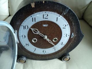 Vintage Smiths Enfield Mantel Clock with pendulum & Key in Order 2