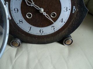 Vintage Smiths Enfield Mantel Clock with pendulum & Key in Order 3