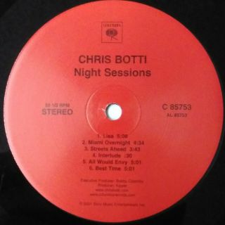 CHRIS BOTTI - Night Sessions RARE PROMO Smooth Jazz COLUMBIA LP 3