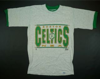 Rare Vtg Salem Boston Celtics 1991 Single Stitch Ringer T Shirt 90s Larry Bird S