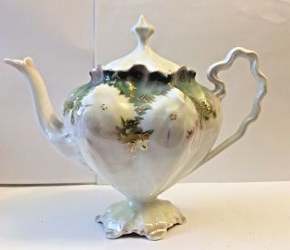 Antique R.  S.  Prussia Footed Pedestal Tea Pot 6 1/2 " T By 8 " W Gordeous Rare