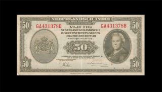 2.  3.  1943 Netherlands Indie 50 Gulden Rare ( (ef))