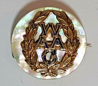 Rare Wwi Waac Enamel Badge Mother Of Pearl Brooch Women 