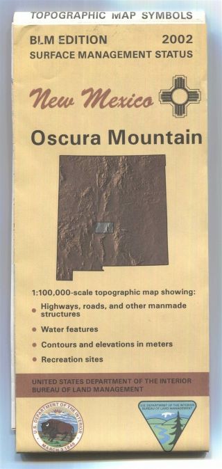 Usgs Blm Edition Topographic Map Mexico Oscura Mountain - 2002 - 100k -