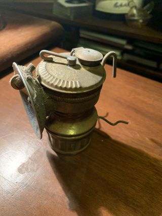 Early 1900’s Patent Guys Dropper Carbide Coal Miner’s Brass Lamp