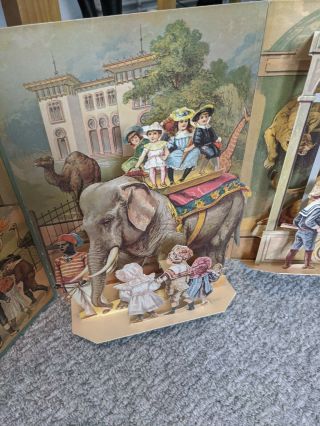 1980 A DAY AT THE ZOO PANORAMA POP UP BOOK from 1890 ANTIQUE BOOK 2