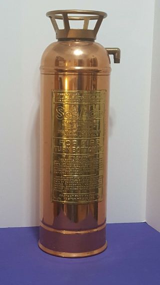 Rare Antique Vintage " Fyr - Fyter Sodacid " Copper Brass Fire Extinguisher No Hose