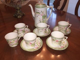 Vintage Hand Painted Teapot And Teacup Set For 5 With 1 Extra Cup - Japan