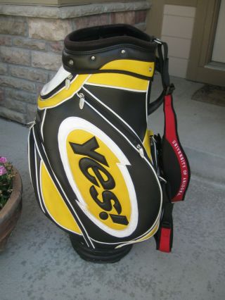 Yes Yellow/black Golf Tour Staff Bag W/ Izzo Dual Strap Rare Pga Cart 5 - Div