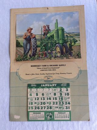 1942 Rare John Deere Wall Calender With All Pages