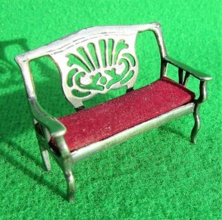 Miniature Sterling Silver Doll’s House Settee Chair,  Victorian Style,  Approx 1 ¼