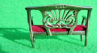 Miniature sterling silver doll’s house settee chair,  Victorian style,  approx 1 ¼ 3