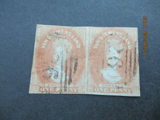 Tasmania Stamps: 1d Chalon Imperf Pair - Rare (n424)