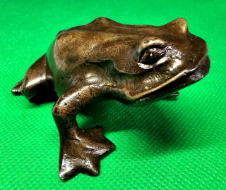 Fine Late 19th Century Qing Dynasty Chinese BronzeToad 85x65mm291g (Good Detail) 3