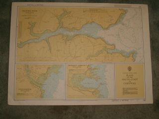 Vintage Admiralty Chart 147 Uk - Plans On The South Coast Of Cornwall 1972 Edn