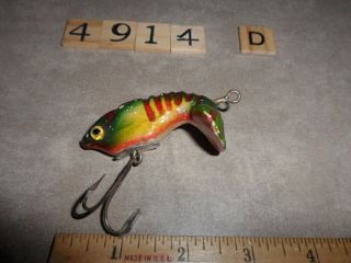 T4914 D Wright Mcgill Flapper Crab Wood Fishing Lure W Glass Eyes Rare