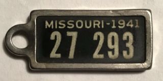 Rare 1941 Missouri Ident - O - Tag Keychain License Plate Not Dav - Great Cond