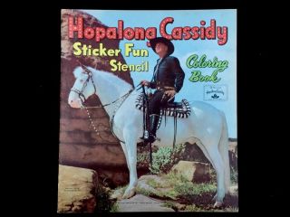 Vintage 1951 Hopalong Cassidy Sticker Fun Coloring Book Paper Dolls Uncut