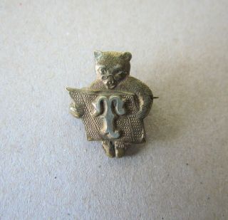Rare Political Antique Brass Teddy Bear Pin Badge Teddy 