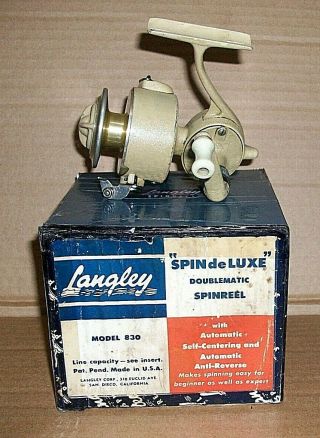 Vintage Metal Langley Spin De Lux No.  830a Spinning Reel,  Circa 50s/60s.  Usa
