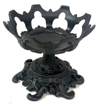 Vintage Ornate Cast Iron Rare Table Top Model Oil Lamp Holder Antique Light