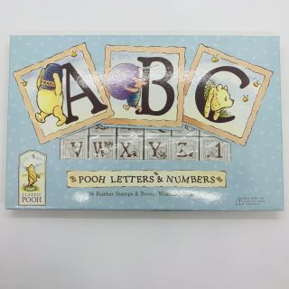 Winnie The Pooh - Pooh Letters & Numbers - 36 Rubber Stamps And Ink Pad Set Rare
