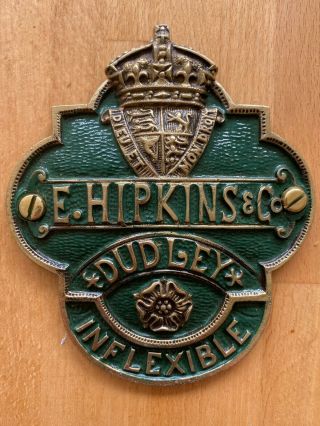 Antique Safe Plaque E.  Hipkins & Co Dudley Solid Brass