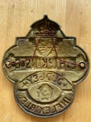 Antique Safe Plaque E.  HIPKINS & CO DUDLEY Solid Brass 2