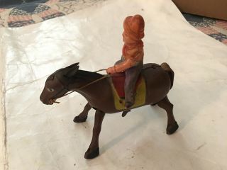 Early Antique Windup Tin Toy Celluloid Cowboy On Horse Made In Occupied Japan