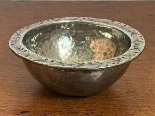 Antique Arts & Crafts Small Hammered Pewter Bowl - Hugh Wallis C.  1910