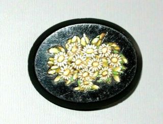 Vintage / Antique Micro Mosaic Pietra Dura Brooch / Pin.  Daisies.