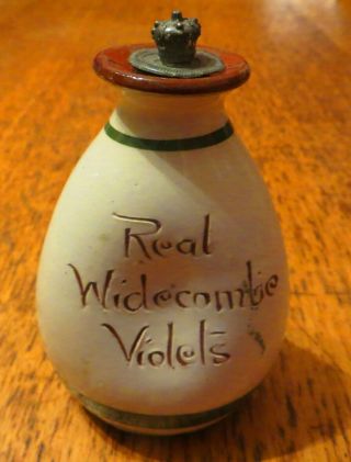 Rare Torquay Pottery Real Widecombe Violets Dimpled Perfume Bottle Crown Stopper