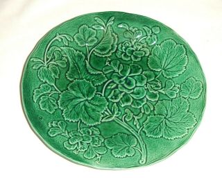 Vintage/antique Green Majolica Plate With Raised Leaf Pattern (in Relief)
