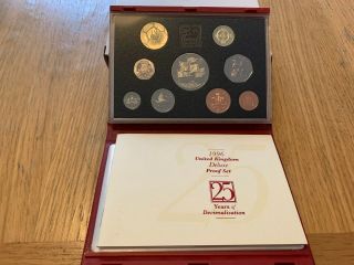 1996 Royal Coin Set In Red Leather Deluxe Case Inc Rare £2 Football