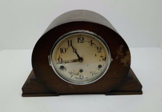 Vintage Art Deco Wooden Mantel Clock Decorative Ornament