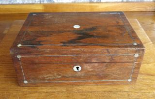 Antique Victorian Rosewood Inlaid Work Box For Restoration