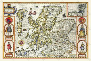 Old Map Of Scotland 1611 By John Speed 30 " X 20 " Photographic Print