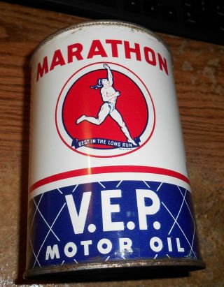 Early Marathon V.  E.  P.  Motor Oil One Quart Can/very Rare