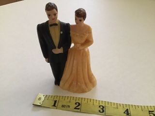 Vintage Bride & Groom Wedding Cake Topper Celluloid Couple 3.  5 "