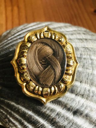 Antique Victorian Rolled Gold Mourning Brooch Memento Mori Rare Collectable 1880
